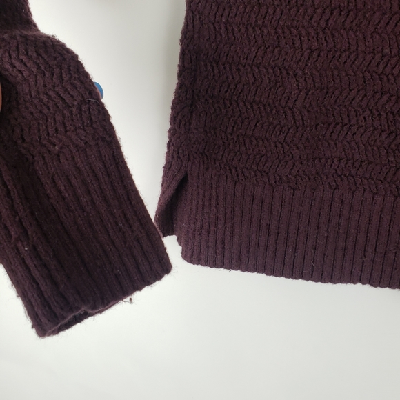 Loft Womens Knit Sweatshirt Burgundy Stretch camel M - Picture 3 of 5